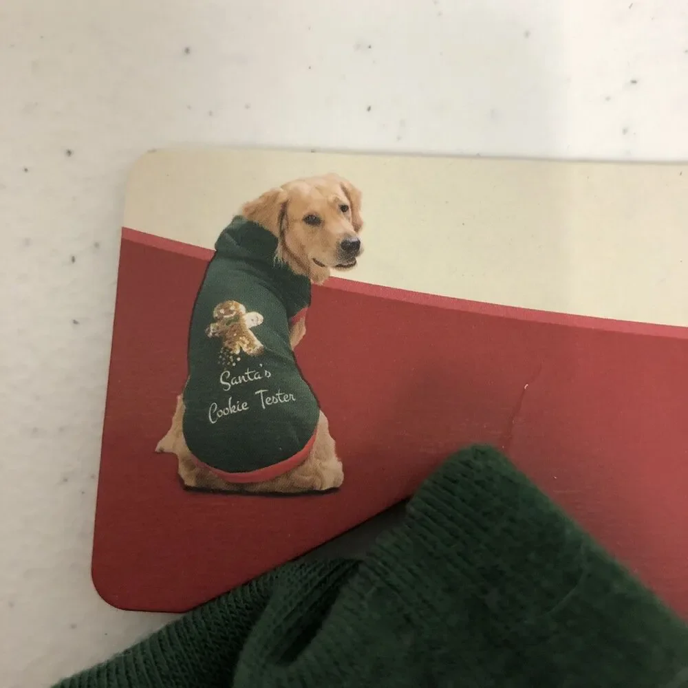 Santas Cookie Tester Holiday Pet Sweatshirt Large Green & Red Hoodie New w/ Tags
